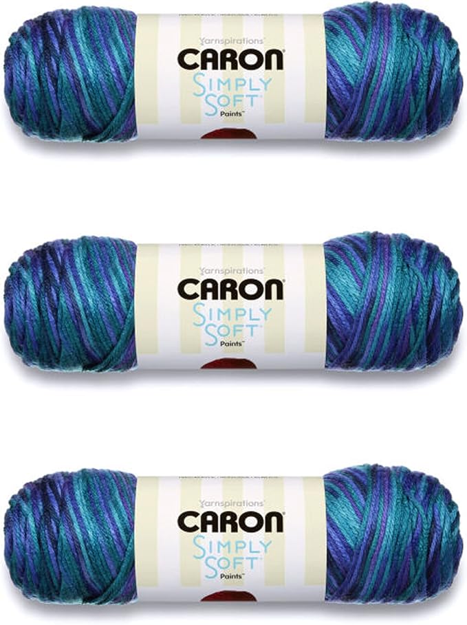 Caron Simply Soft Oceana Paints Yarn - 3 Pack of 141g/5oz - Acrylic - 4 Medium (Worsted) - 235 Yards - Knitting/Crochet