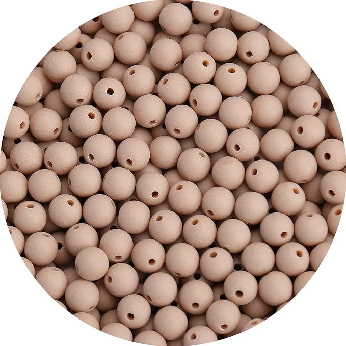 bonny boxx 500pcs 8mm matte light brown acrylic round beads, frosted plastic resin bubblegum balls chunky gumball beads for necklace and bracelet making, crafting supplies