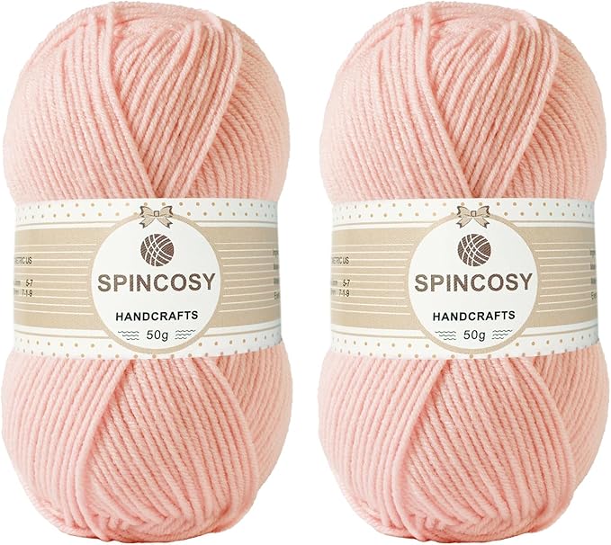 2 Pcs Crochet Yarn, Feels Soft 280 Yards Assorted Colors 4ply Acrylic Yarn,Yarn for Crochet & Hand Knitting (Pink)