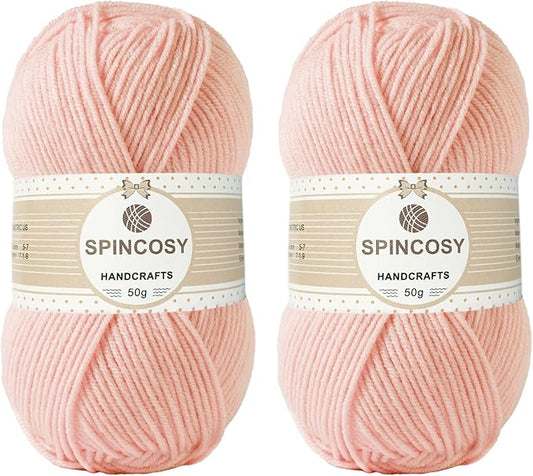2 Pcs Crochet Yarn, Feels Soft 280 Yards Assorted Colors 4ply Acrylic Yarn,Yarn for Crochet & Hand Knitting (Pink)