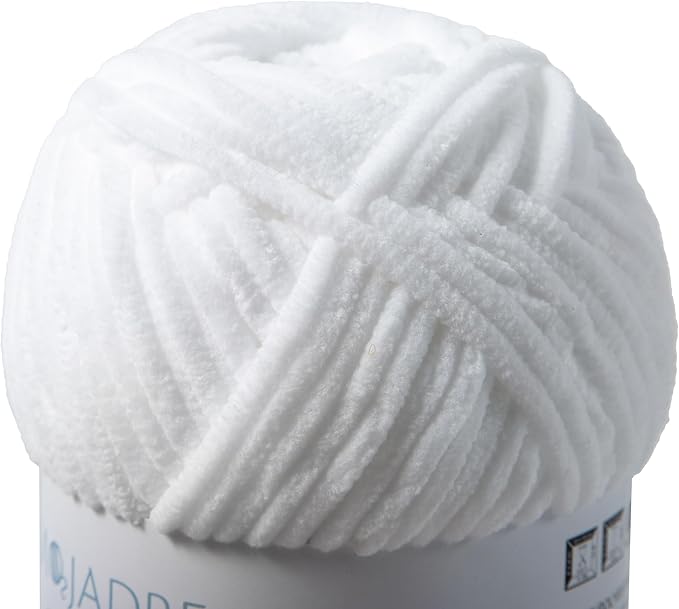 3PCS 3.5oz Chenille Yarn for Blankets Amigurumi: Soft Velvet Baby Yarn Blanket Knitting and Crocheting Bulky 5# Yarn 3 Skeins of 100g (White)