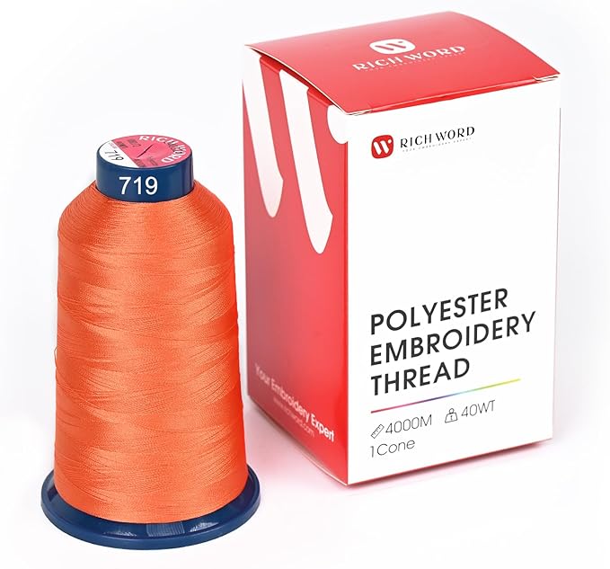 Poolin Embroidery Machine Thread Richword Selected Red 4000M 40WT Polyester Embroidery Thread – Smooth, Strong Single Spool for Home & Commercial Machines 0719