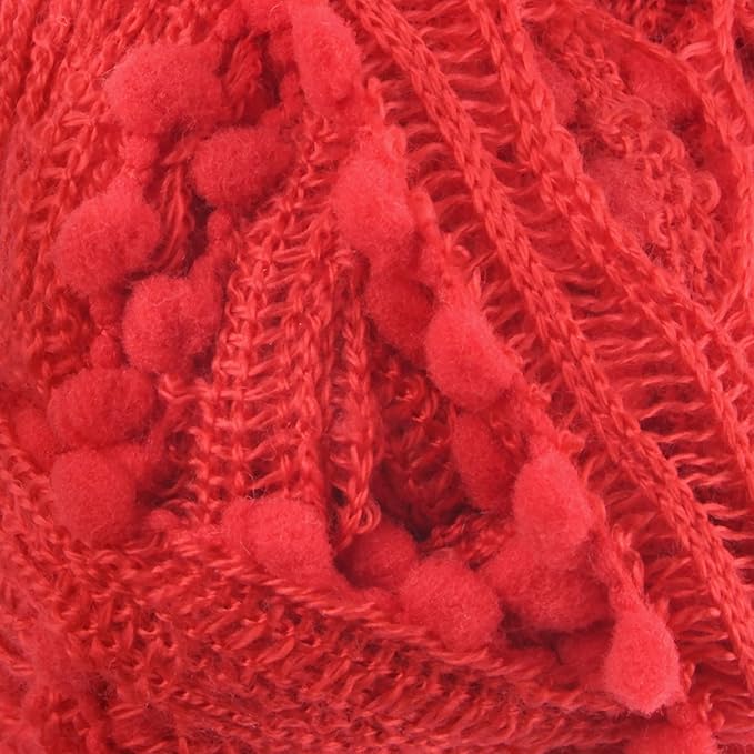 JubileeYarn Fishnet Pom Pom Yarn - 50g Mini Bonbons - Red Wine - 6 Skeins