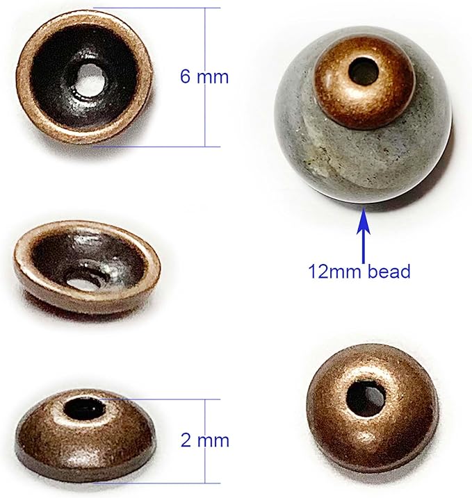 Heather's cf Flower Bead Caps Custom Fancy Charm Jewelry Making Spacer Kit Findings Bulk Vintage for Bracelets Earrings Necklaces Rings Beading Supplies Craft Non Tarnish DIY (Smooth Copper - 400 Pcs)