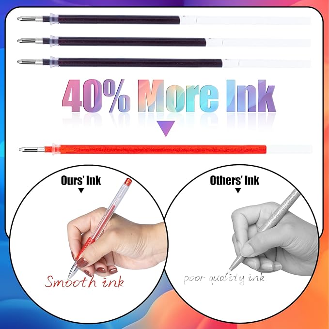 Aen Art Glitter Gel Pens for Adult Coloring Books, 36 Colors Gel Marker Set Colored Pen with 40% More Ink for Kids Drawing, Doodling, Crafts and Taking Note