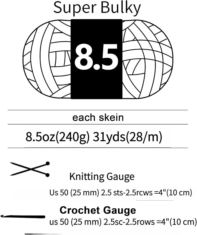 Chunky Chenille Yarn for Hand Knitting 8 Jumbo Pack Jumbo Chunky Yarn for Hand Soft Blanket Knitting, Bulky Thick Fluffy Yarn for Crocheting (Medium Gray)