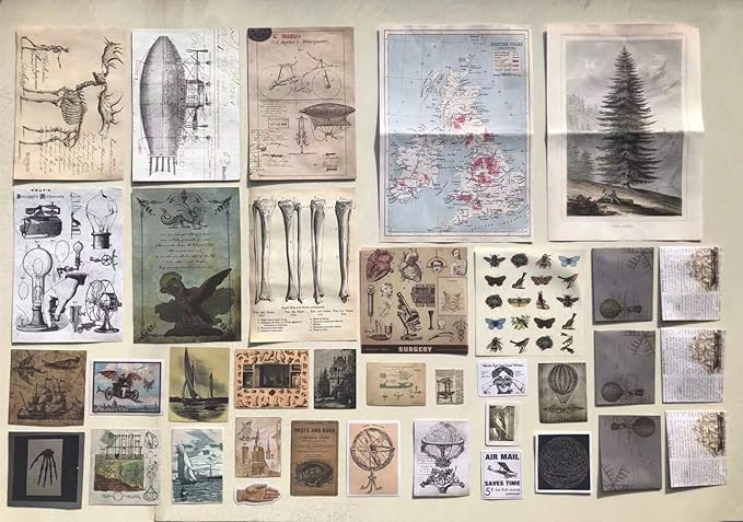 Aesthetic Stickers for Journaling and Scrapbooking, Retro Anatomy Ephemera Paper, DIY Collage Kit Embellishments, Vision Board Supplies for Adults, Vintage Scrapbook Pack