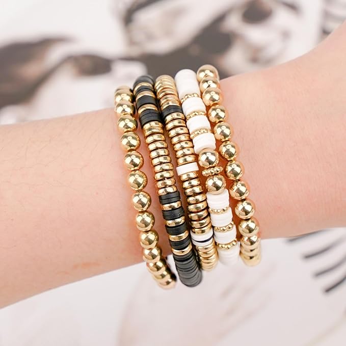 Gionlion 3000 Pcs Clay Beads Bracelets for Women Adults, Bracelet Making kit Golden Beads for Jewelry Making, Charms Bracelet Kit DIY Arts and Crafts Birthday Valentines Day Gifts