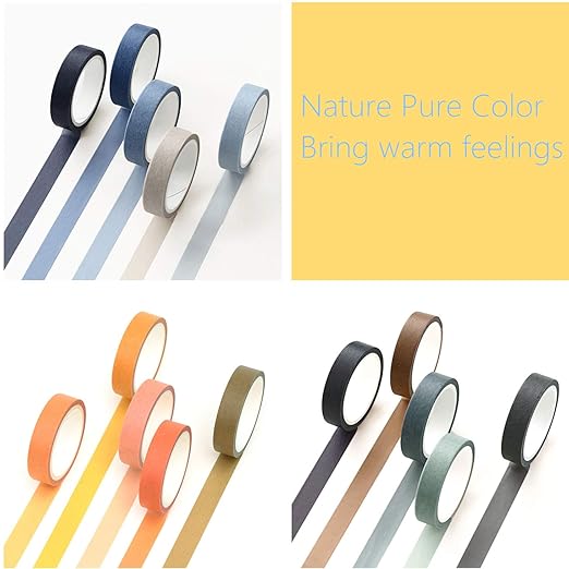 VIVIQUEN 30 Rolls Washi Tape Set Colored Masking Tape Pack Decorative Thin Tapes Children and Gifts Warpping (Nature Color 9mm)