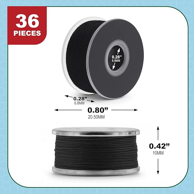 Mandala Crafts 36 Assorted Color SA156 Prewound Bobbins for Singer Sewing Machine -15J SA156 Prefilled Bobbin Thread for Brother Sewing Machine and Embroidery