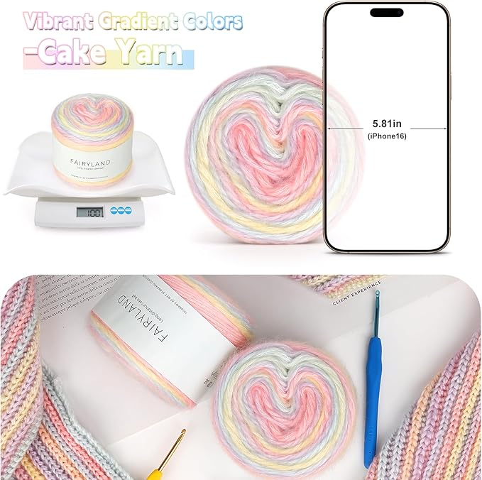 Katech 4x100g Gradient Cake Yarn for Crocheting Knitting-Multicolor Soft Rainbow Cotton Crochet Yarn-Perfect for Scarves, Shawls, Blankets, and Garments That Stand Out with Style(B)