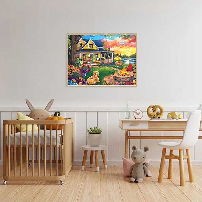 EIBEILI Adult Diamond Painting Set -Garden Dog Diamond Painting Set, 5D Diamond Painting, DIY Full Diamond Painting Gemstone Craft 11.8x15.7 inches