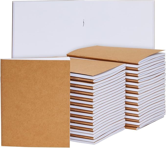 paper junkie 48-pack small blank notebooks bulk - 4.25 x 5.5 in brown kraft paper - mini journals bulk notebooks for kids sketching & journaling