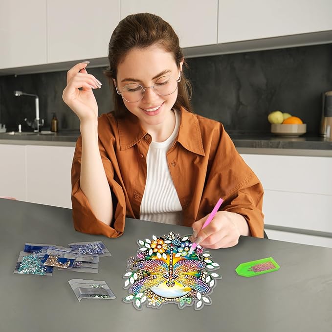 MAXBYE Dragonfly Diamonds Painting Kits Hanging Pendant, Special Shaped Crystal DIY Dragonfly Diamond Art, Diamond Art for Beginners DIY Crafts, Window Pendant Ornament for Home Decoration, 7.8in