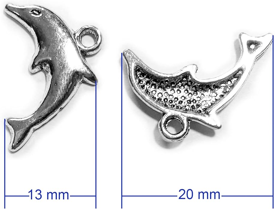 Heather's cf Silver Sea Charms – Antique Pendants, Non-Tarnish, Lead-Free & Nickel-Free, Bulk Ocean Animal Charms for DIY Jewelry, Bracelets, Necklaces, Earrings, Beach Craft Supplies (Sea Animals)