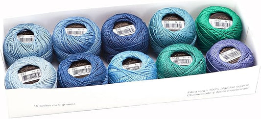 Size 8 Double Mercerized Egyptian Long Staple Cotton Pearl Thread Ball 5 Grams Rainbow Color Embroidery Thread 10 Colors per Box for Crochet Hardanger Cross Stitch Hand Embroidery (Set Y)
