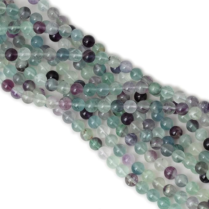 cheavian 45pcs 8mm natural colorful fluorite gemstone round loose beads for jewelry making diy findings 1 strand 15"