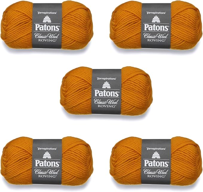 Patons Classic Wool Yellow Yarn - 5 Pack of 3.5oz/100g - Wool - 5 Bulky - 120 Yards - Knitting/Crochet