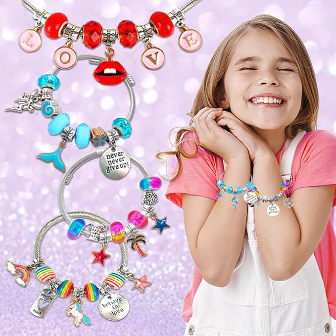 Charm Bracelet/Jewelry Making Kits for Kids Girls,Unicorn Birthday Gifts,Arts Crafts Toys for 5 6 7 8 9 12 Years Old Girls