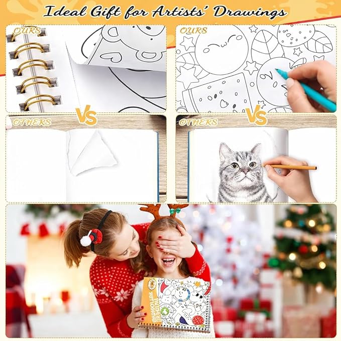 Coloring Book Set with 24-Color Acrylic Markers & Stickers, Ages 14+ Travel Sketch Book, 60 Pages 150gsm Thick Paper (7x8.3in) Spiral Bound Art Supplies