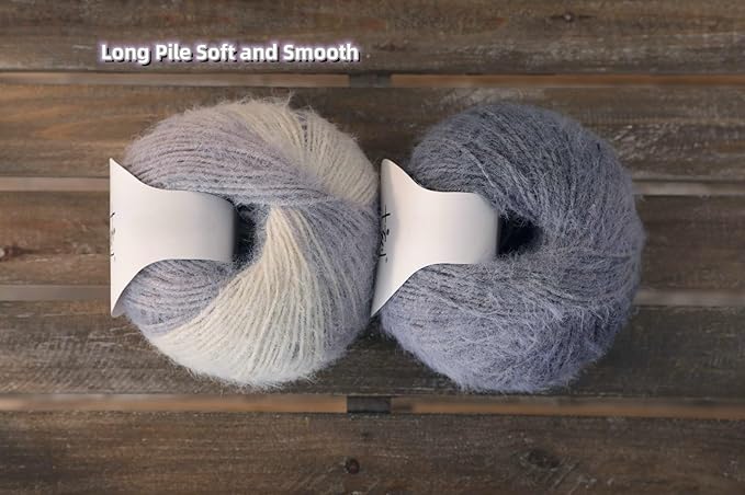 Snowbaby Wool Acrylic Blend Long Pile Yarn,(Worsted) Luxurious Fuzzy Multicolor Gradient Yarn for Knitting and Crocheting Hat Scarf Sweater, 2 * 3.52oz/100g 207yds(57-Black White Gray)