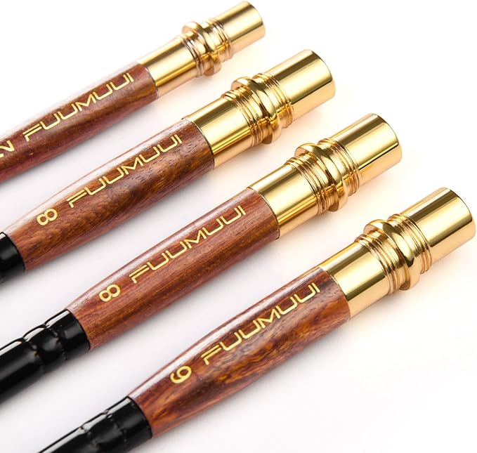 Sable Travel Watercolor Brushes, Fuumuui 4pcs Elegant Kolinsky Sable Travel Brushes Travel Watercolor Kit with Leather Pouch Perfect for Watercolor Gouache Ink Painting
