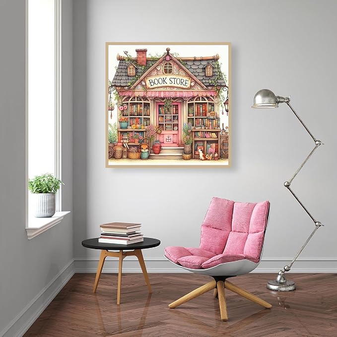 ARPADAMO Books Diamond Art Kits for Adults,5D Book House Diamond Painting DIY Animal Diamond Art Diamond Painting Kit for Adult,Round Full Drill Diamonds, Diamond Art Kits for Home Decor-12x12inch