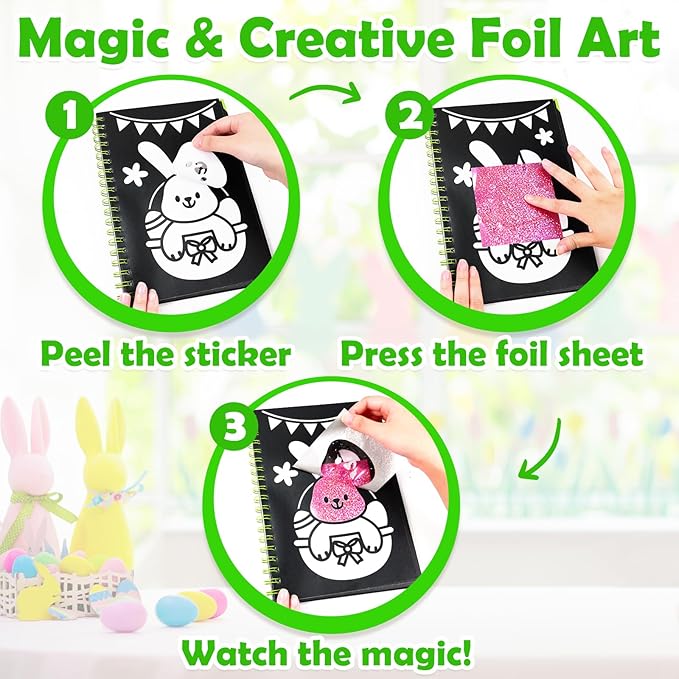 funnyb&g foil art crafts for kids ages 4-8: easter basket stuffers for kids 2026,birthday gift for kids, easter crafts for kids,party favors,creative toys for girls boys 4 5 6 7 8 9 years old(easter)