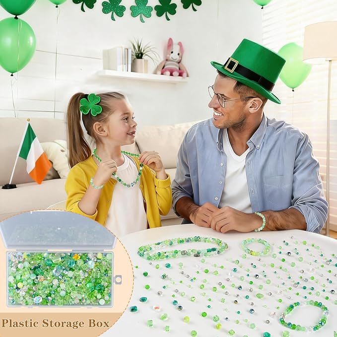 636pcs st. patrick's day glass beads for jewelry making - green crystal beads sparkly faceted beads hole drilled diy for st. patrick's day bracelets craft earrings bracelet necklace jewelry making
