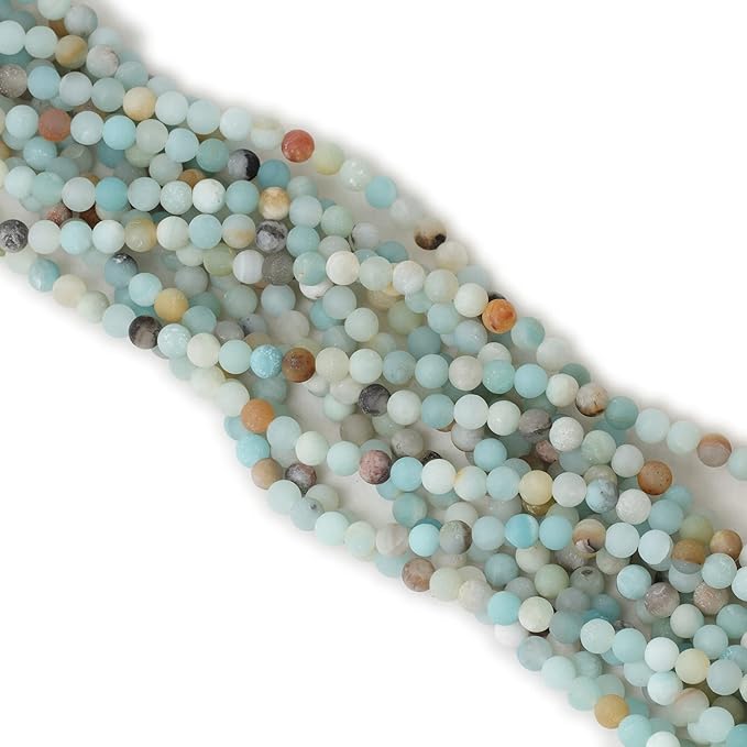 cheavian 60pcs 6mm natural colorful frosted amazonite gemstone round loose beads stone beads for jewelry making diy 1 strand 15"