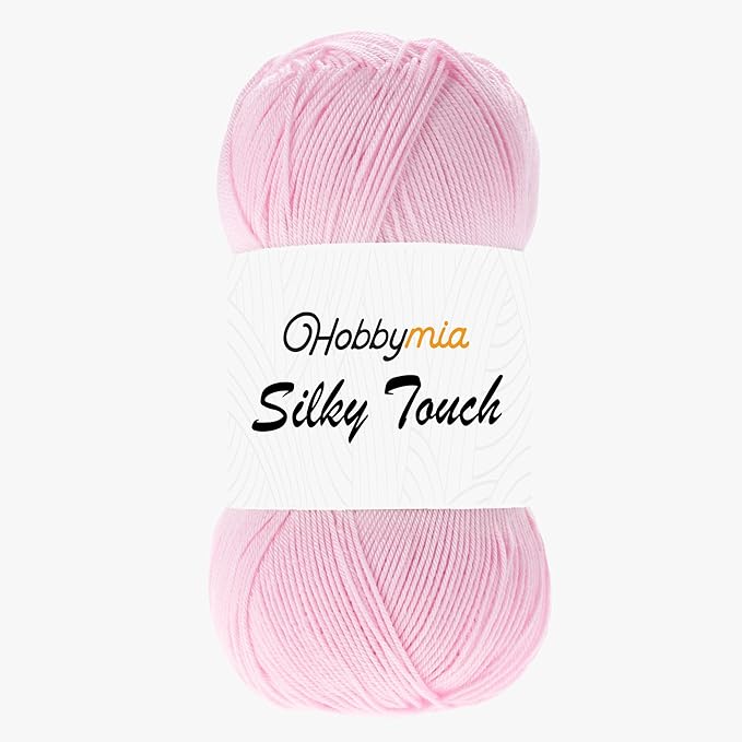 Silky Touch Acrylic Yarn - Soft Sport Weight Yarn for Crochet & Knitting - 100g / 383yds - 100% Microfiber Acrylic - Lightweight Fine Smooth Yarn(Pink - Pastel Pink, 1 Skein)
