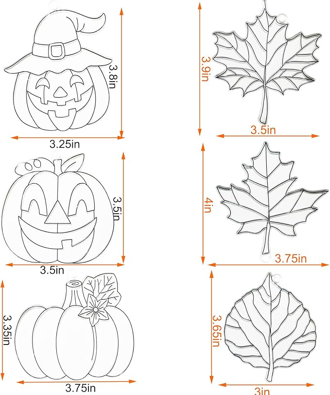 Ayhuhra 30 Sets Fall Leaf Pumpkin Suncatchers Craft Kits DIY Window Suncatchers Fall Pumpkin Arts and Crafts Activities Halloween Sun Catchers for Seniors Autumn Halloween Art Project