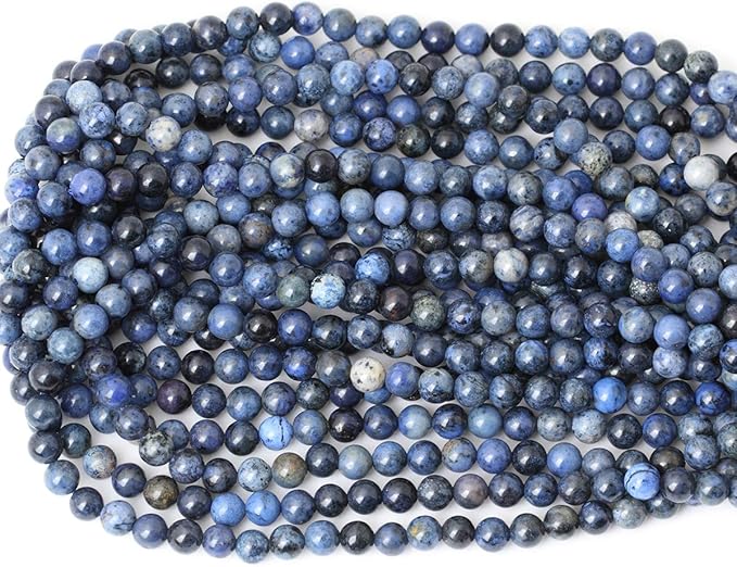 cheavian 60pcs 6mm natural dumortierite gemstone round loose stone beads for jewelry making crafts design 1 strand 15"