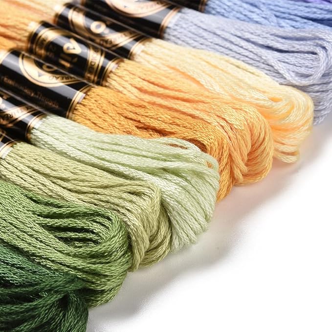 12 Skeins 105 Yards 6 Strands Variegated Embroidery Floss Cross Stitch Threads Purple Green Friendship Bracelet String Bulk for Jewelry Making Bracelet Knitting Stitching DIY Craft Supplies