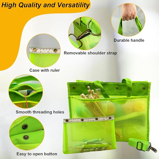 Knitting Bag Large Yarn Storage Organizer,Crochet Bags and Totes,Yarn Bags for Crocheting,Crochet Storage Bags for Crochet Hooks,Knitting Needles,Knit Bags for Crochet Lovers,Mother's Day Gift(Green)