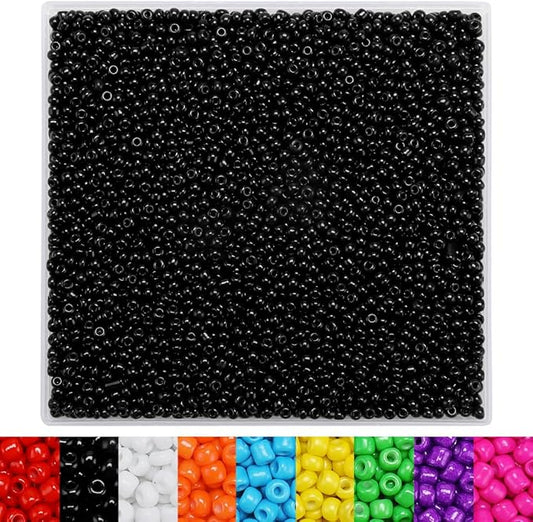 IOOLEEM Black Seed Beads, 4000+pcs 3mm Glass Beads, Ideal for Jewelry Making, Perfect for Bracelets