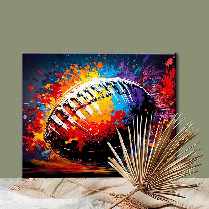 Aihonmin Paint by Numbers Kits 16 x 20 inches Canvas DIY Oil Painting for Boys,Students,Adults Beginner with Brushes & Acrylic Pigment - Rugby Sports Lovers(Without Frame) for Boys Room Wall Decor