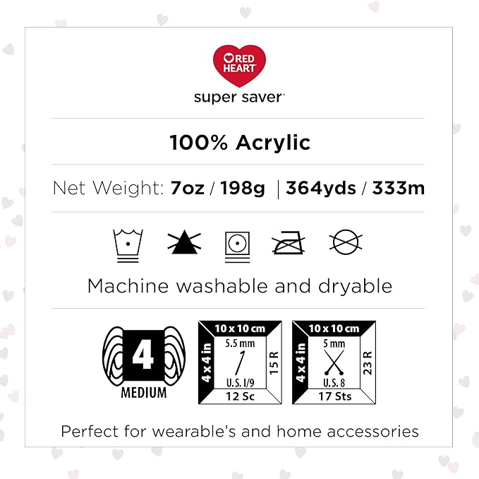 Red Heart Super Saver Claret Yarn - 3 Pack of 198g/7oz - Acrylic - 4 Medium (Worsted) - 364 Yards - Knitting/Crochet