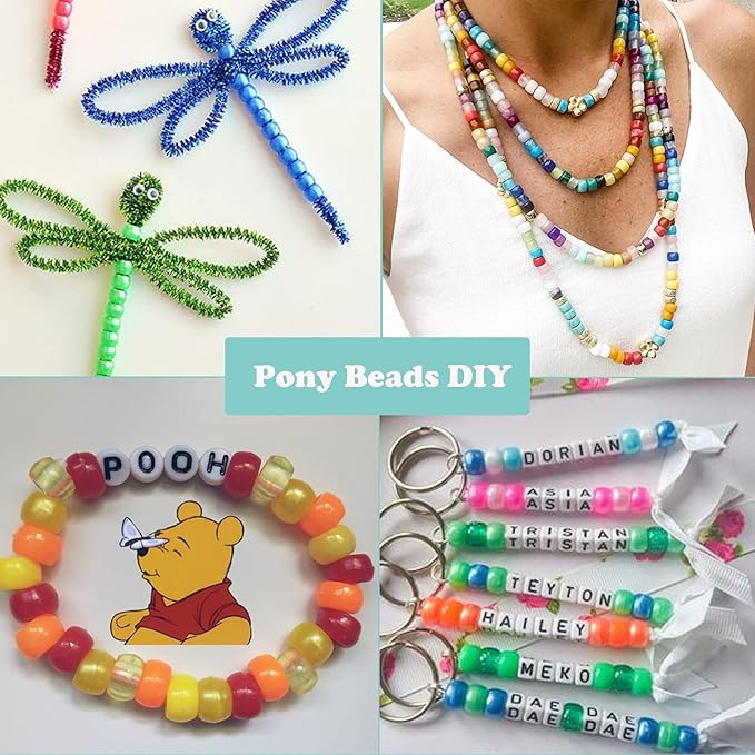 greentime pony beads, 2800 pcs 9mm bright pearl craft beads for bracelet making large hole bead hair bead for friendship diy crafts