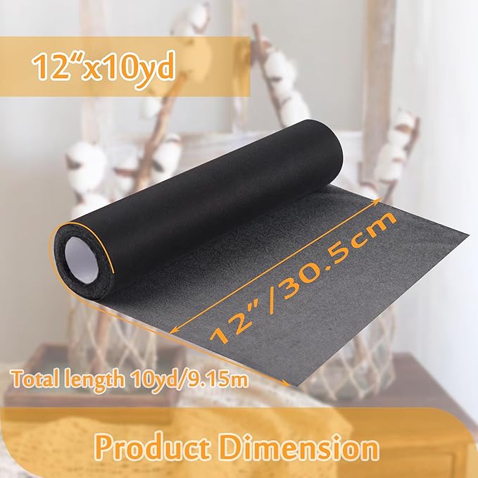 New brothread Soft & Cozy Embroidery Stitch Cover 12" x 10 Yd Fusible Light Weight Stabilizer Covering Scratchy Stitches - Black