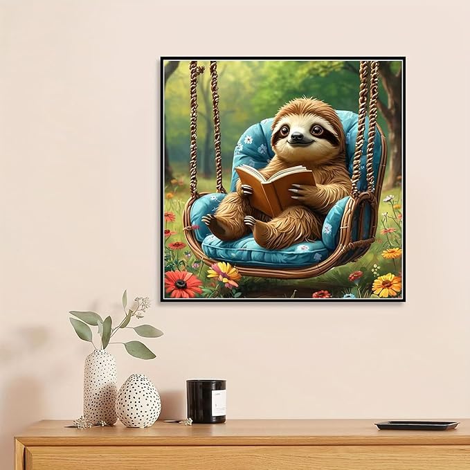 ARPADAMO Square Diamond Art Kits for Adults-Sloth Square Drill Diamond Painting,Square Diamond Art,DIY Animal Gem Art Kits for Adults and Crafts for Gifts and Home Wall Decor 12x12inch