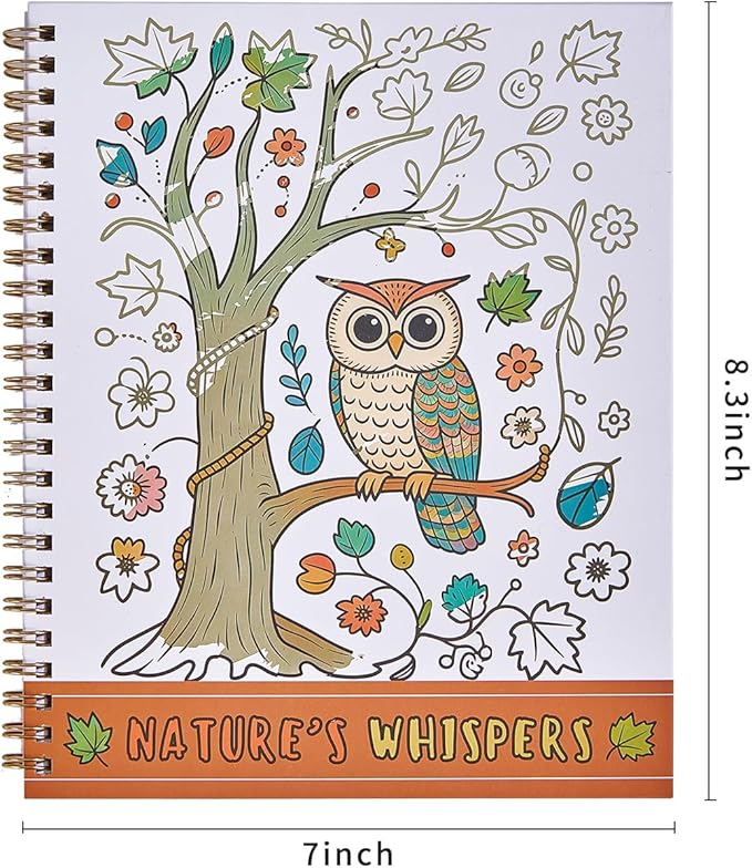 Natural Adult Coloring Book for Women with Spiral Binding, Beginner Funny Coloring Book for Stress Relief, 30 Pages Single-Sided Printing, Relaxation Gifts for Women,Men,Teens