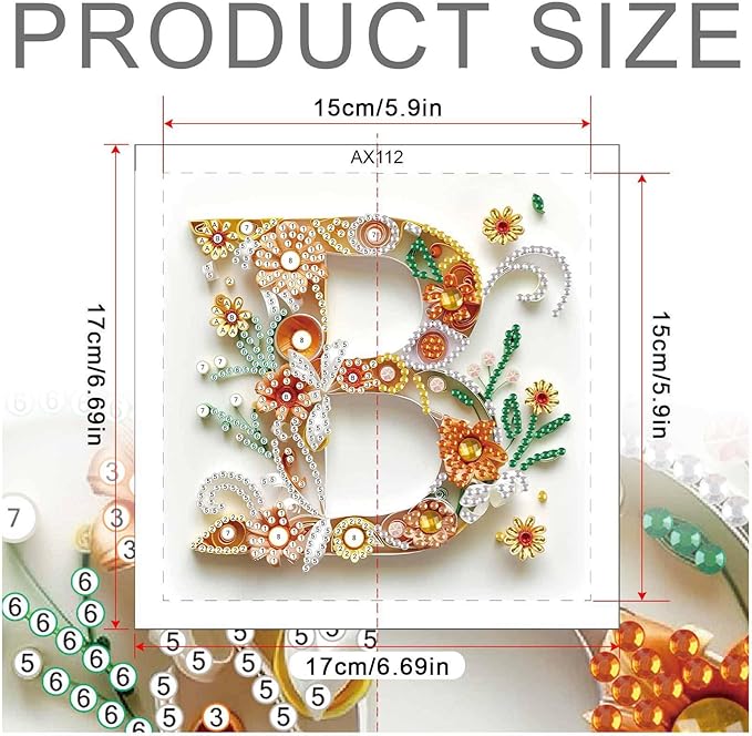 MVVMTOP Diamond Painting Kit, 5D DIY Letter B, Special Shape Crystal Artificial Diamond Art Partial Mosaic Handicraft for Beginners, Wall Decor Gift for Bedroom, Office, Living Room 6.7x6.7in