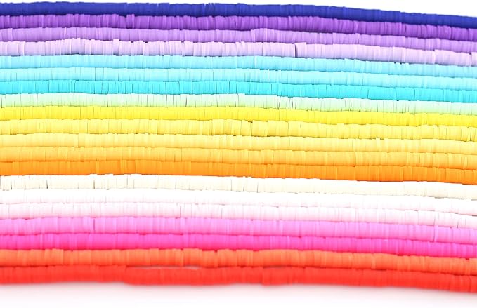 20 Strands Heishi Clay Beads Mixed Color Clay Beads 7200 PCS Pink Yellow White Flat Handmade Polymer Clay Beads for Jewelry Making Necklace Bracelet Earrings Finding(color20)