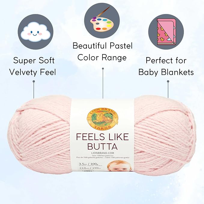 Lion Brand Feels Like Butta Pink 215-101 (3-Skeins - Same Dye Lot) Worsted Medium #4 Polyester Yarn for Crocheting and Knitting with Project Bag