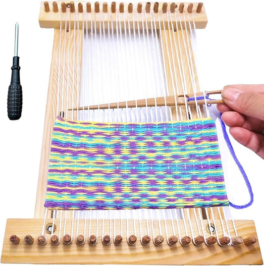 Luxiys Adjustable Tapestry Weaving Loom, Weaving Loom Kit, Wooden Weaving Kit, Small Expandable 3.5in to 11.8in, Great Knitting Looms for Beginners