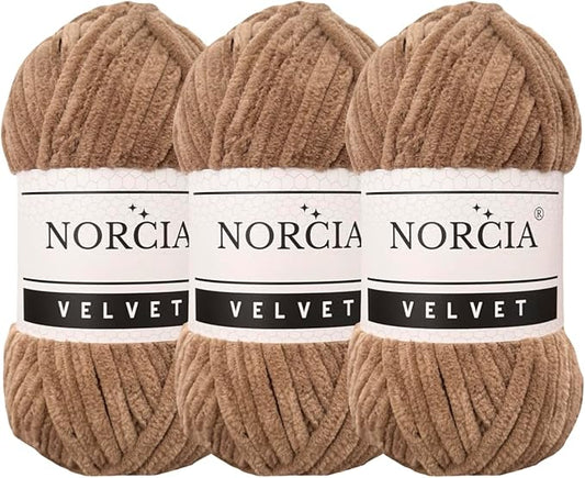 Soft Velvet Yarn Chenille for Crocheting Super Bulky 3x100g (3x74.3 yds) Baby Blanket Yarn for Knitting Amigurumi