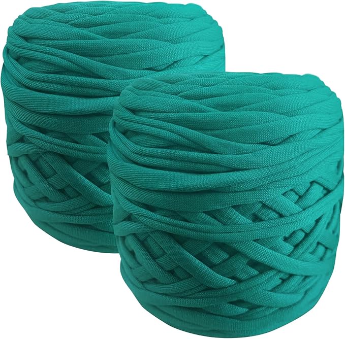 2 Pack 270g Polyester Blanket Yarn t Shirt Yarn Tshirt Yarn for Crochet t-Shirt Yarn Fabric Yarn T-Shirt Crochet Yarn for DIY Knitting Crochet Cloth Blanket Bag Dolls (Coffee) (DEEP Green)