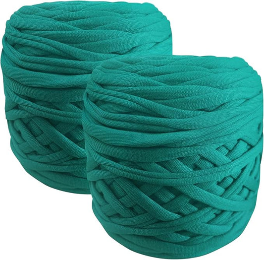 2 Pack 270g Polyester Blanket Yarn t Shirt Yarn Tshirt Yarn for Crochet t-Shirt Yarn Fabric Yarn T-Shirt Crochet Yarn for DIY Knitting Crochet Cloth Blanket Bag Dolls (Coffee) (DEEP Green)