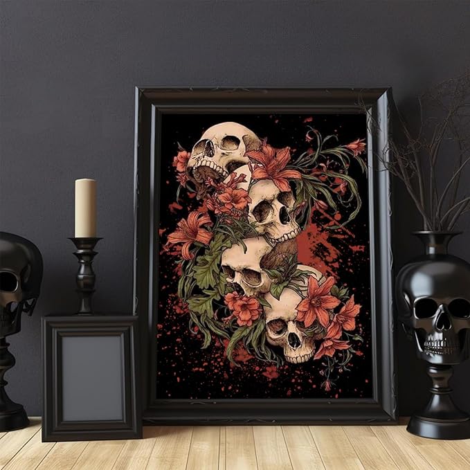 Skull Paint by Numbers Kit for Adults, Skull Paint by Numbers Kit for Adults Beginner, Skeleton Paint by Number Kits for Gift Home Decor 16''W x 20''L